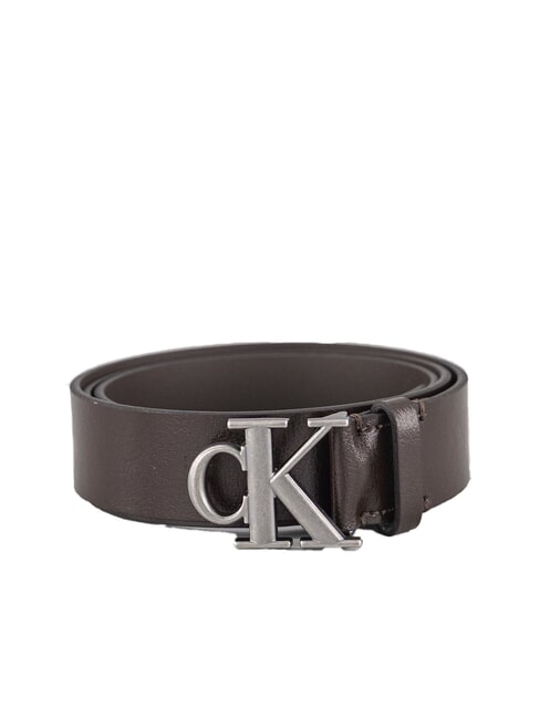 CALVIN KLEIN CK HARDWARE Ledergürtel ck dunkelbraun/antiksilber - Gürtel