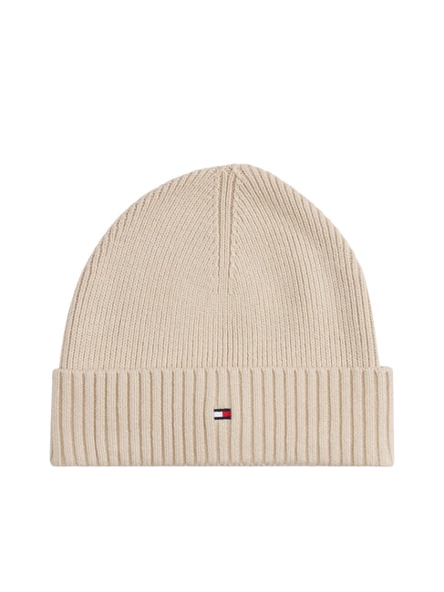 TOMMY HILFIGER TH FLAG Baumwoll-Beanie-Mütze mit Umschlag klassisches beige - Mützen/Hüte