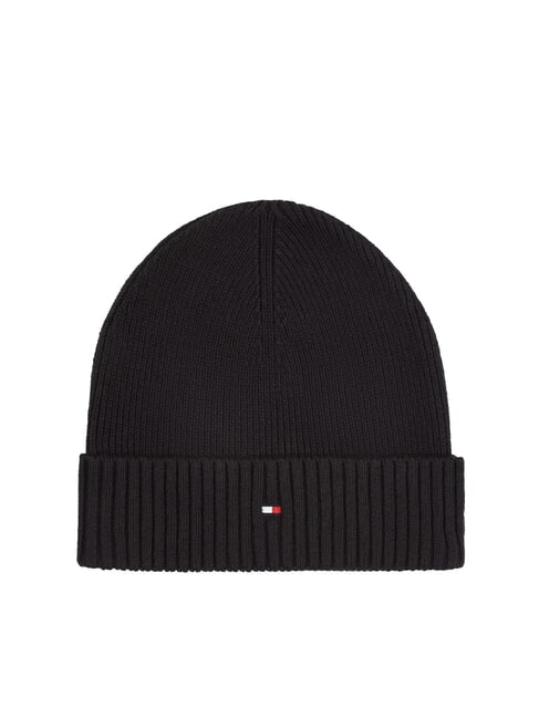 TOMMY HILFIGER TH FLAG Baumwoll-Beanie-Mütze mit Umschlag Schwarz - Mützen/Hüte