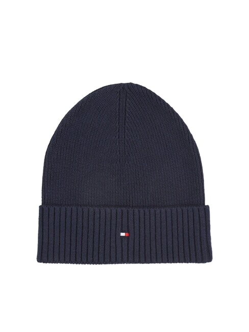 TOMMY HILFIGER TH FLAG Baumwoll-Beanie-Mütze mit Umschlag spaceblau/schwarz - Mützen/Hüte