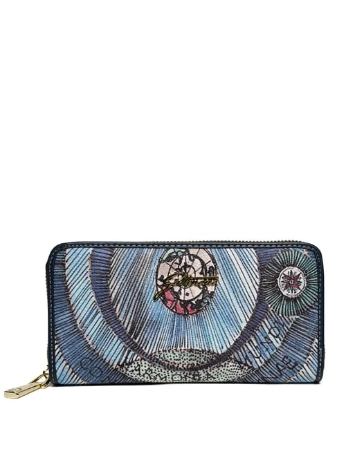 GATTINONI PLANETARIUM Großes Portemonnaie mit Rundum-Reißverschluss Aquamarin/Marineblau - Brieftaschen Damen