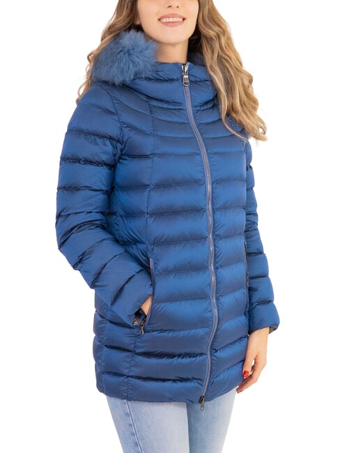 COLMAR DELUXE Damen Daunenjacke mit Fellkapuze darkoxford-darkste - Daunenjacken für Damen