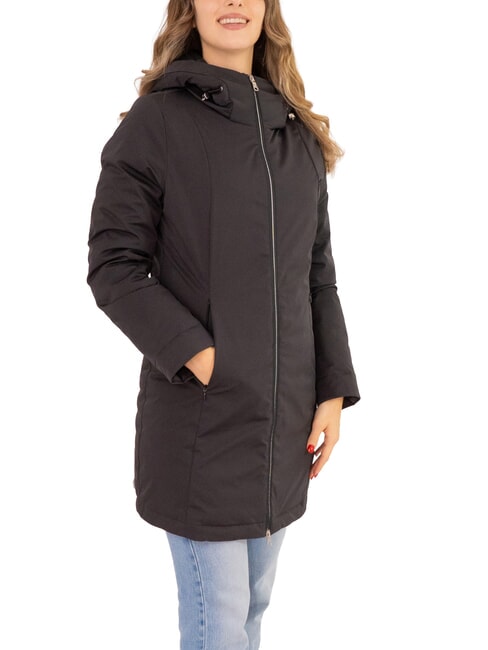 COLMAR PURENESS Lange Daunenjacke mit Kapuze Schwarz - Daunenjacken für Damen