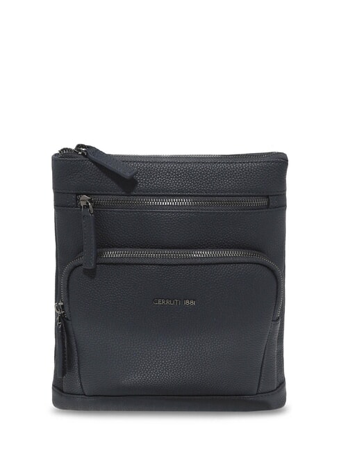 CERRUTI MADDOX Flache Ledertasche mit mehreren Taschen Blau - Umhängetaschen Herren