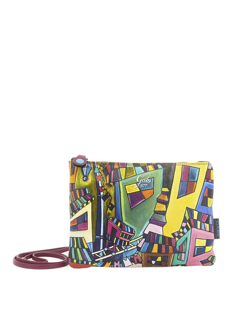 GABS BEYONCE MULTICOLOR M Clutch aus Leder mit Schultergurt geometrisches Wandbild - Damentaschen