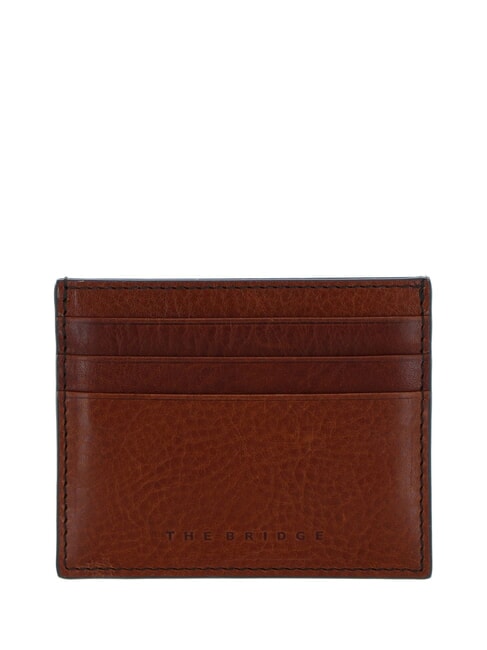 THE BRIDGE ETTORE Flaches Kartenetui aus Leder Braun / Ruthenium - Brieftaschen Herren