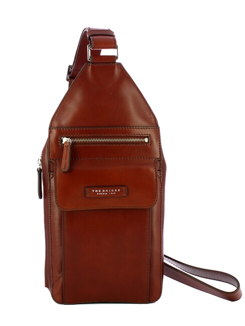THE BRIDGE ALBERTO One-Shoulder-Tasche aus Leder Braun / Palladium - Umhängetaschen Herren