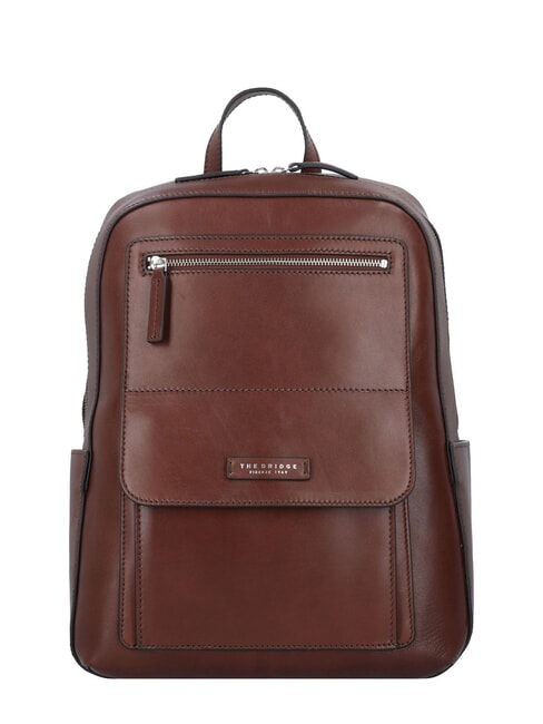 THE BRIDGE ALBERTO 13" Laptop-Rucksack aus Leder Braun / Palladium - PC-Rucksäcke