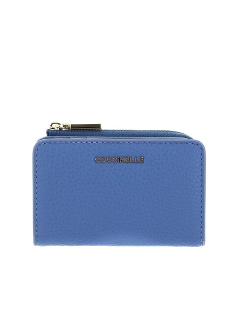 COCCINELLE METALLIC SOFT Kartenhalter aus Leder Blau - Brieftaschen Damen