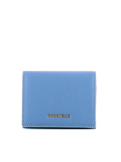 COCCINELLE METALLIC SOFT Kleine Geldbörse aus Leder Blau - Brieftaschen Damen