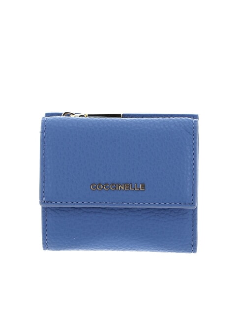 COCCINELLE METALLIC SOFT Portemonnaie aus genarbtem Leder Blau - Brieftaschen Damen