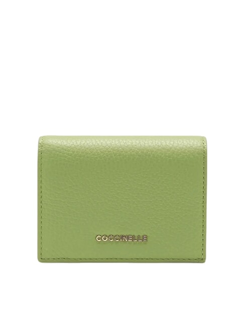 COCCINELLE METALLIC SOFT Kleine Geldbörse aus Leder Guacamole - Brieftaschen Damen
