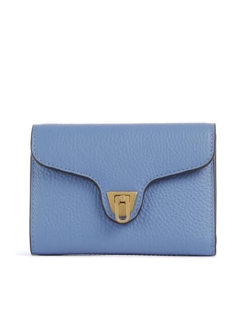 COCCINELLE BEAT SOFT Mittelgroße Brieftasche aus gehämmertem Leder Blau - Brieftaschen Damen