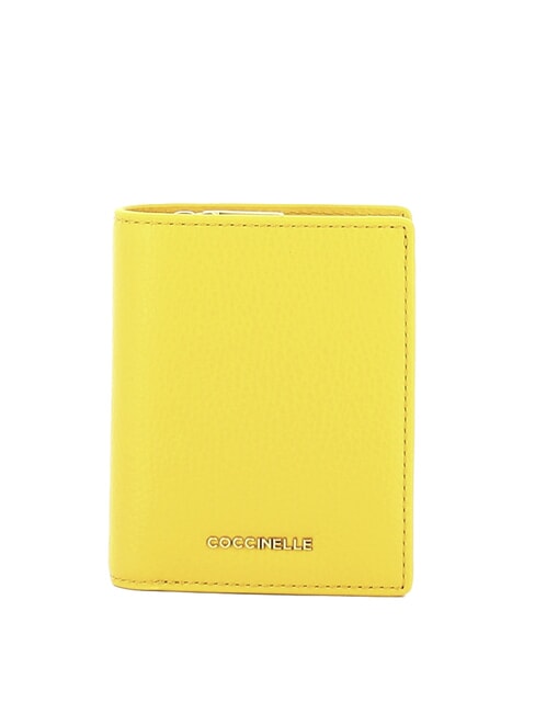 COCCINELLE METALLIC SOFT Kompakte Brieftasche aus gehämmertem Leder sonnig - Brieftaschen Damen