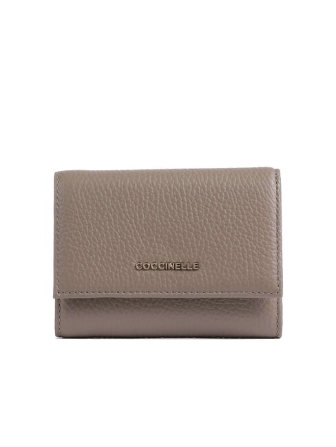 COCCINELLE METALLIC SOFT  Kleine Geldbörse aus Leder warmes Taupe - Brieftaschen Damen