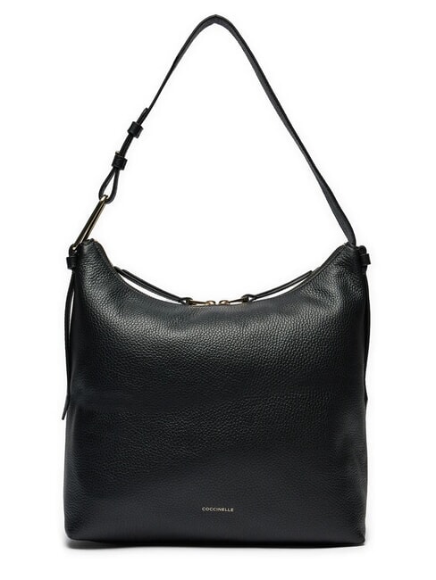 COCCINELLE MALORY Schultertasche aus gehämmertem Leder Schwarz - Damentaschen