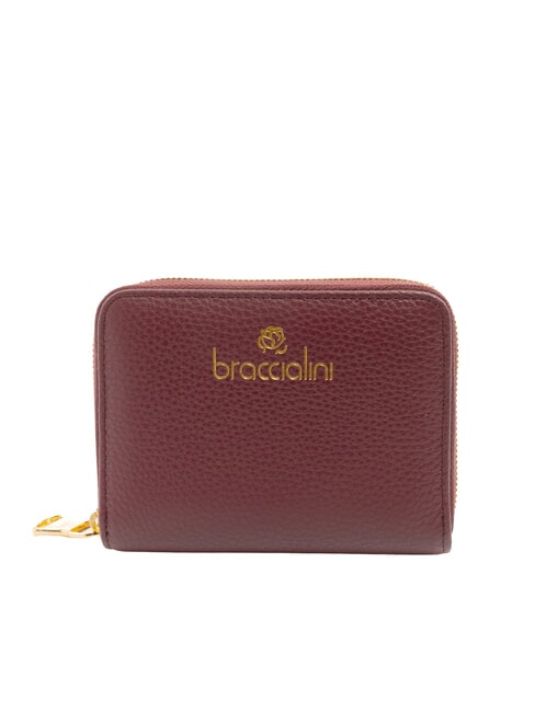 BRACCIALINI BASIC Kleine Lederbrieftasche mit Rundum-Reißverschluss Burgund - Brieftaschen Damen