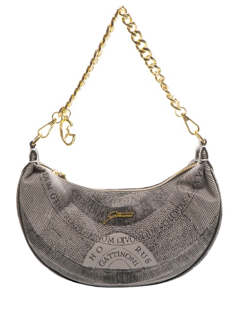 GATTINONI PLANETARIUM Halbmondförmige Hobo-Tasche mit Schultergurt monochrom hellgrau/schwarz - Damentaschen