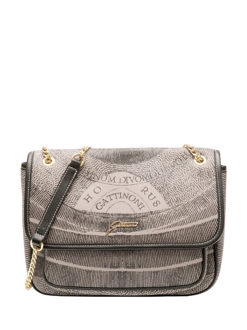 GATTINONI PLANETARIUM Wandelbare Tasche mit Überschlag monochrom hellgrau/schwarz - Damentaschen