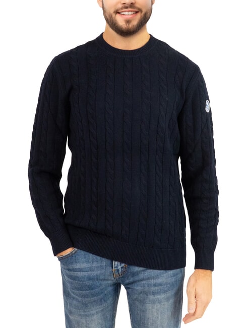 NORTH SAILS N|S Zopfstrickpullover mit Rundhalsausschnitt Navy blau - Herrenpullover