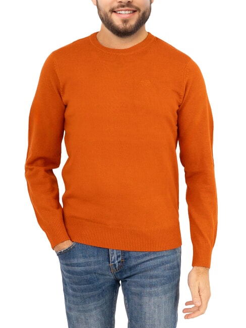 NORTH SAILS N|S Rundhalspullover mit Logostickerei goldene Flamme - Herrenpullover