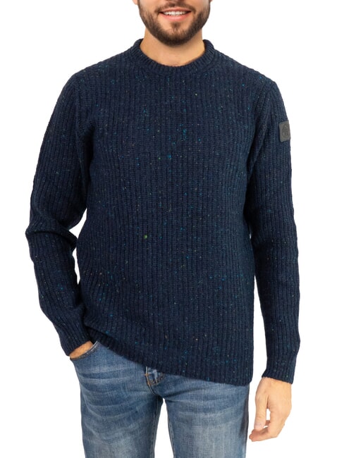 NORTH SAILS N|S Melange-Wollmischung, Rundhalspullover Navy blau - Herrenpullover