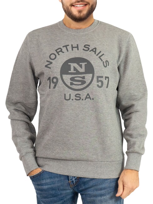 NORTH SAILS LOGO Sweatshirt mit Rundhalsausschnitt und Maxiprint mittelgraue Melange - Sweatshirts Herren