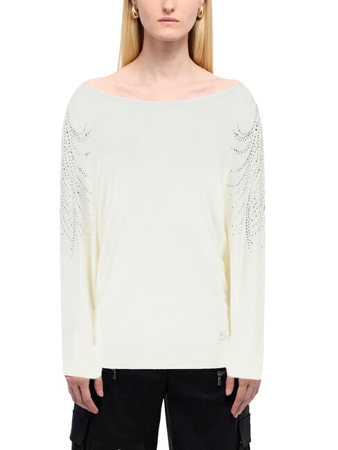 GUESS BAT SLEEVE LORETTA Pullover mit U-Boot-Ausschnitt und lockerer Passform cremwhi - Damenpullover