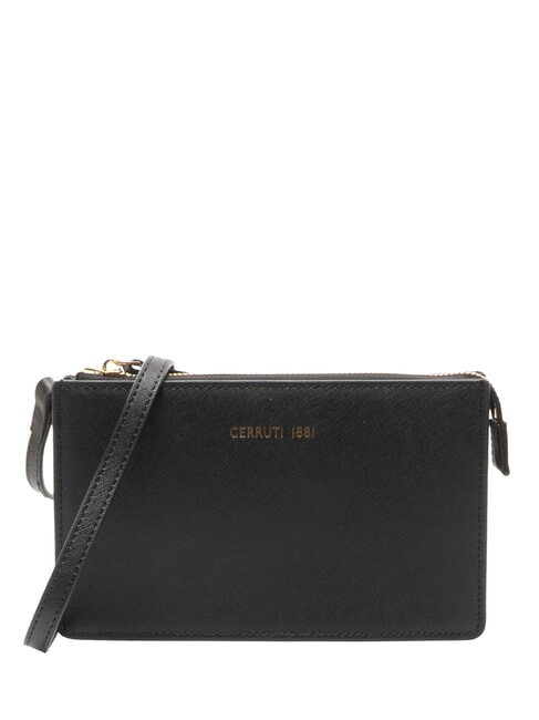 CERRUTI CERRUTIS Clutch mit Schulterriemen aus Leder Schwarz - Damentaschen