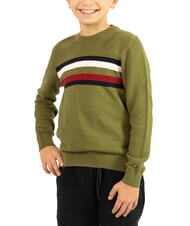 TOMMY HILFIGER TH KIDS Baumwollpullover f&uuml;r Kinder mit Rundhalsausschnitt Putting Gr&uuml;n - Kinderpullover - 1