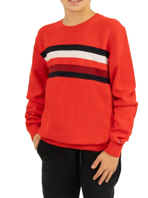 TOMMY HILFIGER TH KIDS Baumwollpullover für Kinder mit Rundhalsausschnitt tiefrot - Kinderpullover