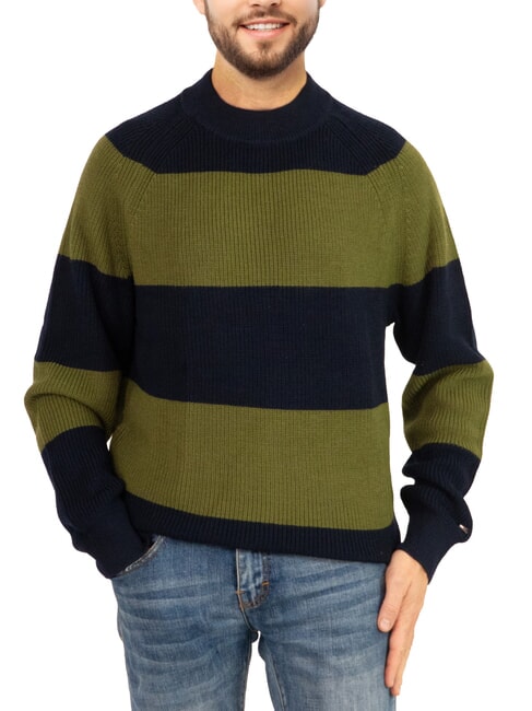 TOMMY HILFIGER TH Pullover aus Wollmischgewebe mit Rundhalsausschnitt Wüstenhimmel/Putting Green - Herrenpullover