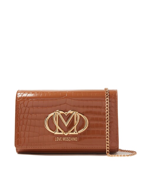 LOVE MOSCHINO CROCO Schulter-Clutch Kamel2 - Damentaschen