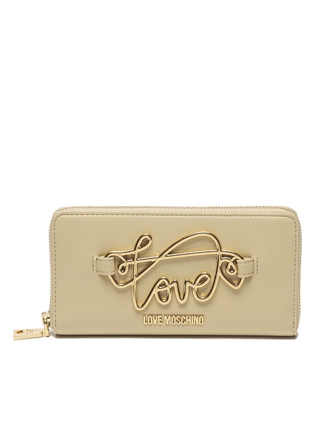 LOVE MOSCHINO SCRIPT Große Geldbörse mit Rundum-Reißverschluss Beige - Brieftaschen Damen