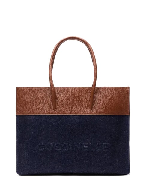 COCCINELLE MYRTHA DENIM Umhängetasche Blau/Cognac - Damentaschen