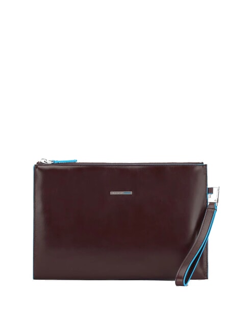 PIQUADRO BLUE SQUARE Flache Clutch aus Leder MAHAGONI - Damentaschen