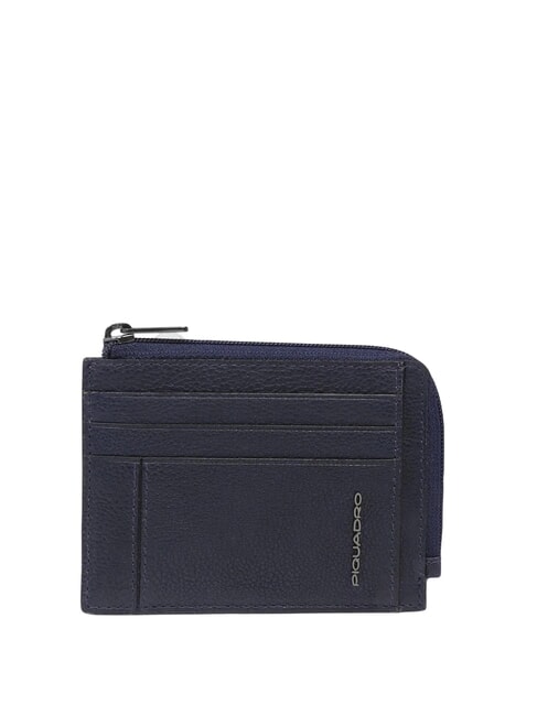 PIQUADRO CRONUS Leder-Kartenhalter Blau - Brieftaschen Herren