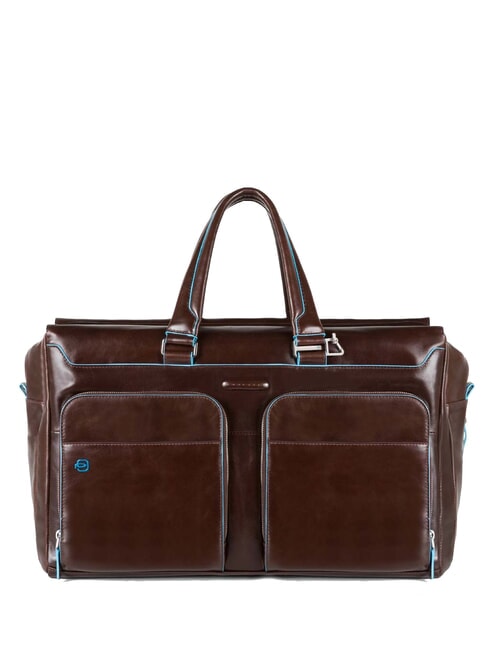 PIQUADRO BLUE SQUARE Reisetasche aus Leder, Laptopfach für 15-Zoll-Laptops MAHAGONI - Reisetaschen