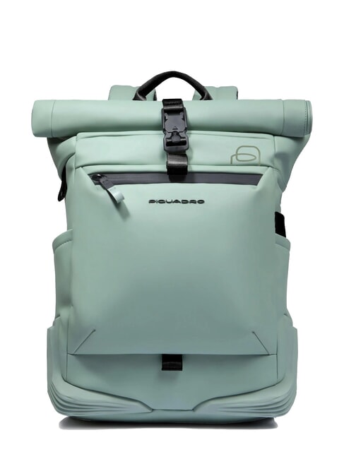 PIQUADRO CORNER SPECIALE GOMMATO Rolltop-Rucksack für 15,6-Zoll-Laptop GRÜN - PC-Rucksäcke