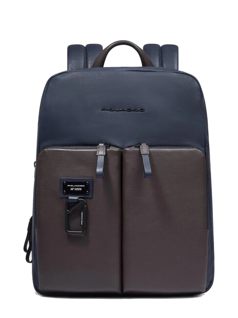 PIQUADRO HARPER 14-Zoll-Laptop-Rucksack, erweiterbar blau/dunkelbraun - PC-Rucksäcke