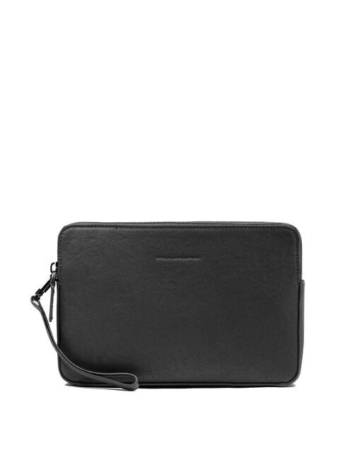 PIQUADRO BLACK SQUARE Herren-Clutch aus Leder mit Handgelenkschlaufe Schwarz - Tablettmappe &amp; Organizer