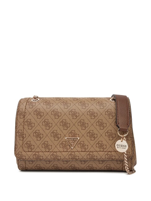 GUESS NOELLE 2 Wandelbare Tasche mit Klappe Latte-Logo / braun - Damentaschen