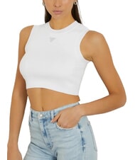 GUESS ALEXIA Kurze Strickmaus mit Strass-Logo - T-Shirts und Tops f&uuml;r Damen