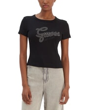 GUESS STUDS SCRIPT Schmal geschnittenes Kurzarm-T-Shirt jetbla - T-Shirts und Tops f&uuml;r Damen - 1