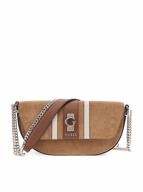 GUESS ERENIA Wildleder-Schultertasche COGNAC MULTI - Damentaschen