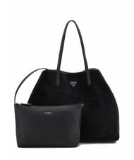GUESS VICTORIA Teddy-Einkaufstasche mit Clutch SCHWARZ - Damentaschen - 1