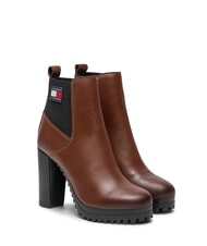 TOMMY HILFIGER TJW NEW ESS HIGH HEEL Lederstiefeletten mit Blockabsatz braun - Damenschuhe - 1