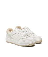 TOMMY HILFIGER TH JEANS Ledersneaker mit Applikation Ecru - Damenschuhe - 1
