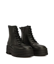 TOMMY HILFIGER TH JEANS Leder-Plateau-Ankle-Boots mit Rei&szlig;verschluss - Damenschuhe