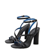 TOMMY HILFIGER TH LEATHER BLOCK Hohe Ledersandalen mit Kn&ouml;chelriemen Schwarz - Damenschuhe - 1